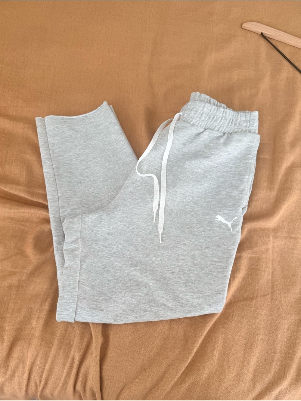 Puma Men’s Light Gray Joggers with White Drawstring